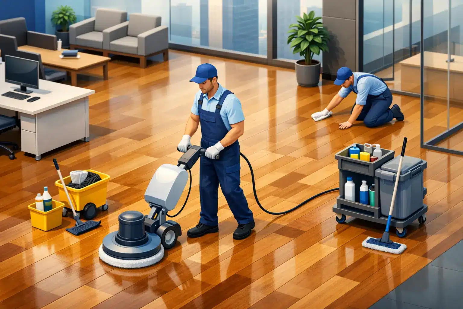 Professionelle Parkettreinigung im Gewerbe
