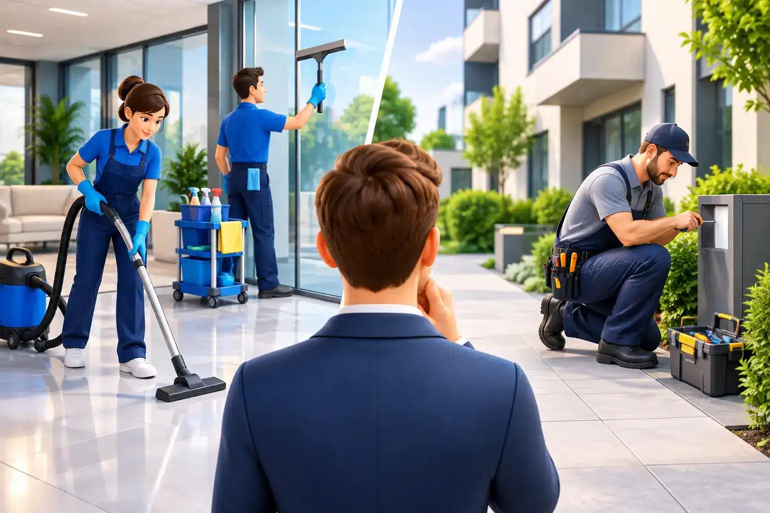 Reinigungsfirma oder Hausmeisterservice wählen